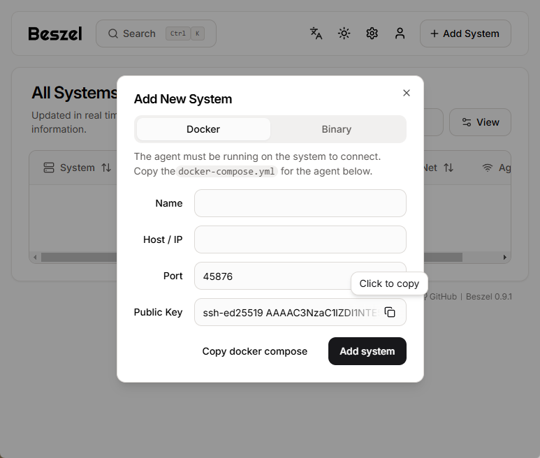 Beszel Dashboard