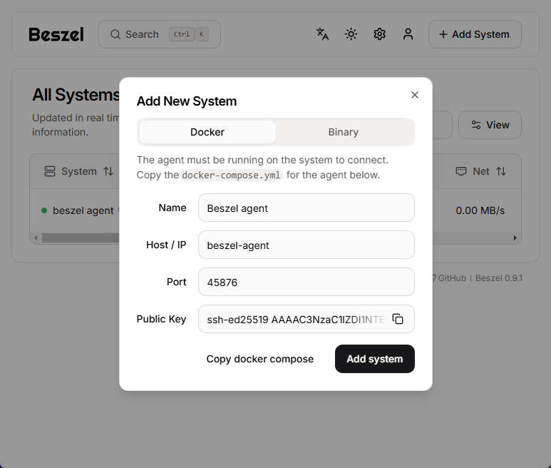 Beszel Dashboard